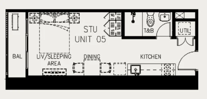 Studio Unit Floorplan - Mergent Residences
