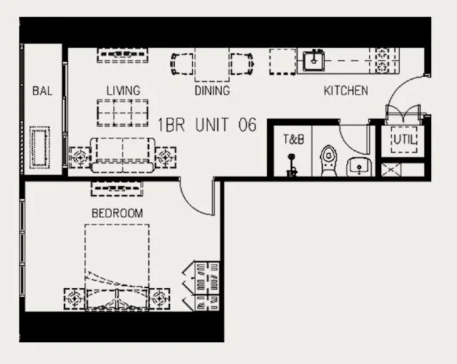 Junior One Bedroom Unit Floorplan - Mergent Residences